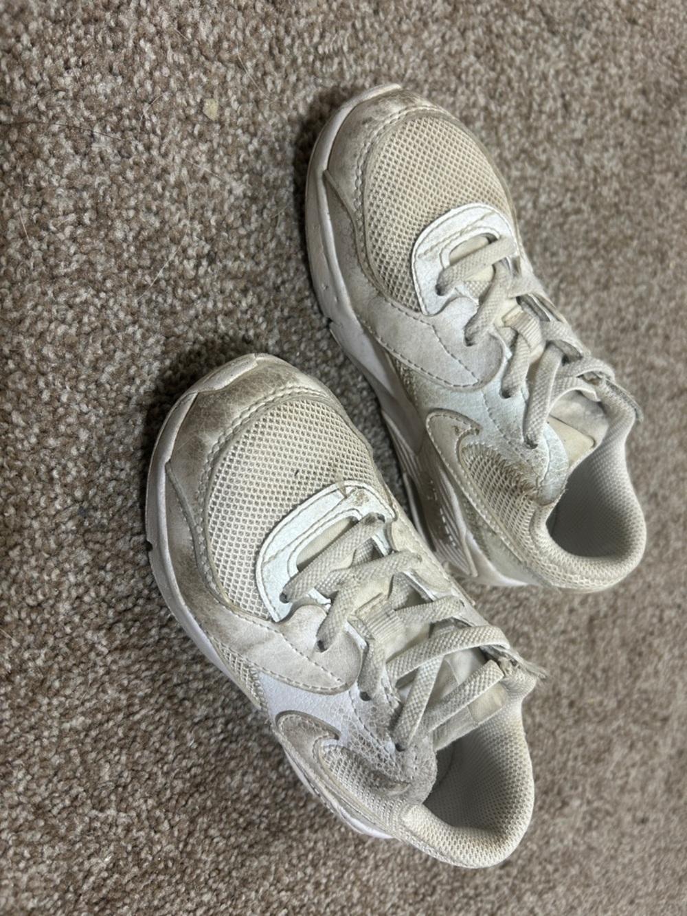 Nike Kids Cream/White Mesh Sneakers